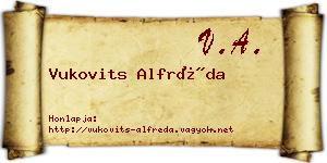 Vukovits Alfréda névjegykártya